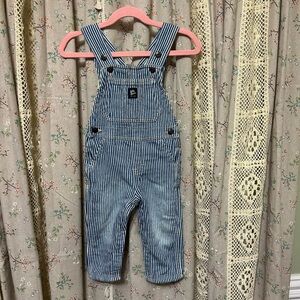 Baby B'Gosh Knit Denim Overalls Striped Adjustable Size 18 Months